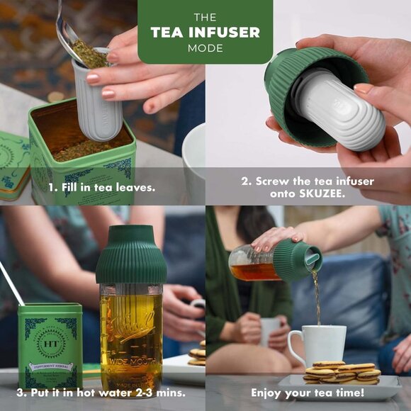 New SKUZEE Multifunction Reusable Lid, Cup, Juicer, Tea Infuser - Picture 7 of 11